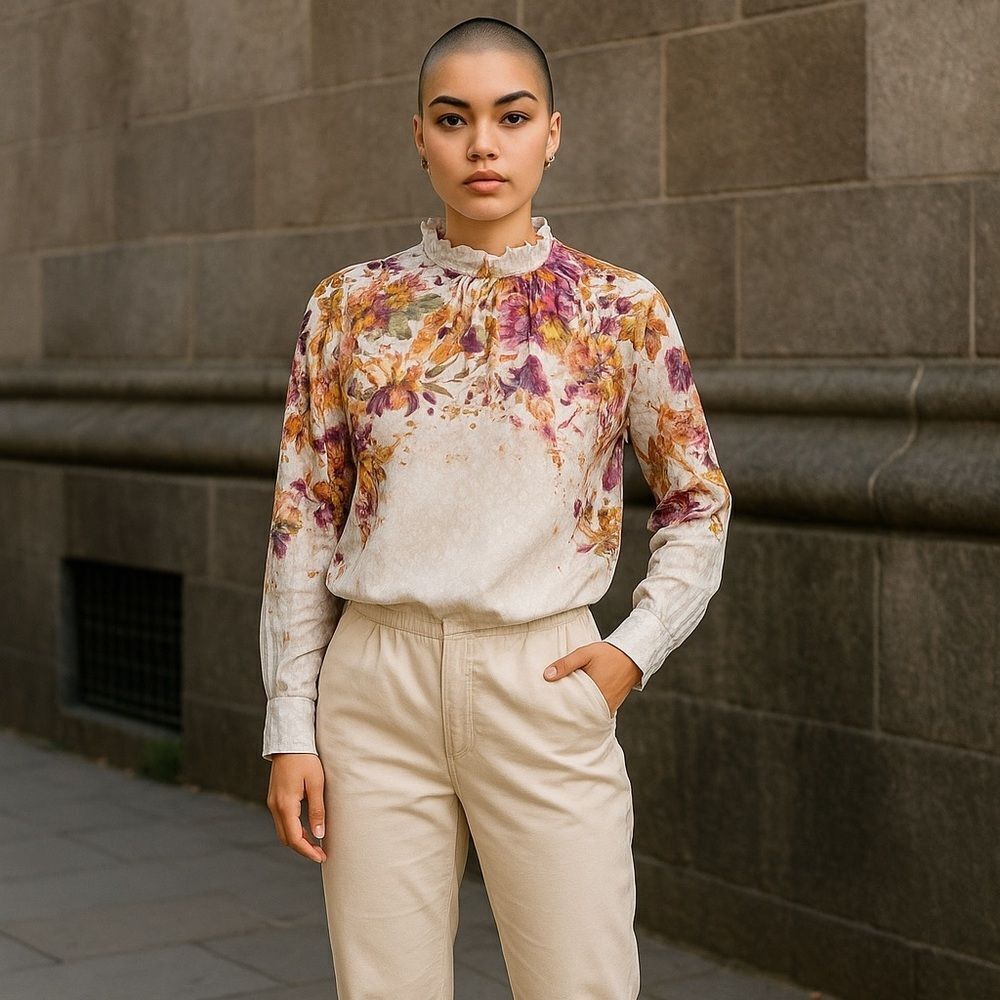 Pilcro Anthropologie‎ Tavi Cream Floral Embroidered Blouse Size Small